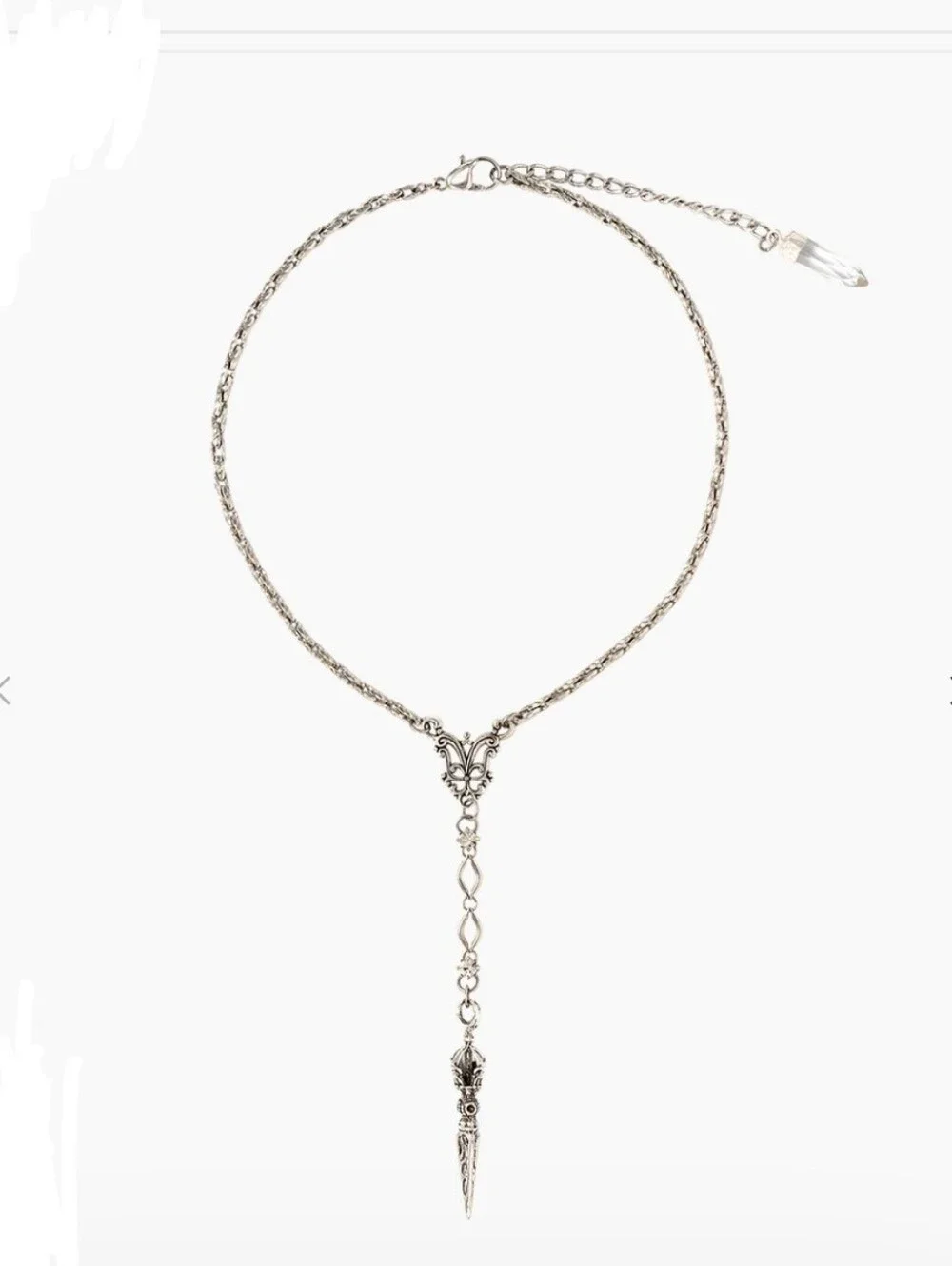 OHTNYC Silver-Coated Stainless Steel Choker Necklace, Length : 14.5” - 16.5 New